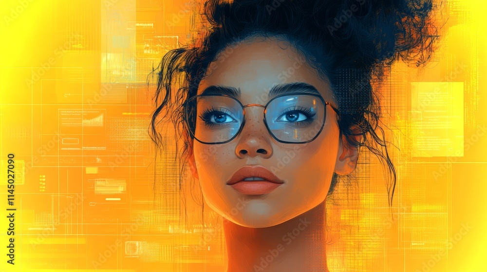 Poster virtual assistant showcases advanced ai capabilities and futuristic interaction