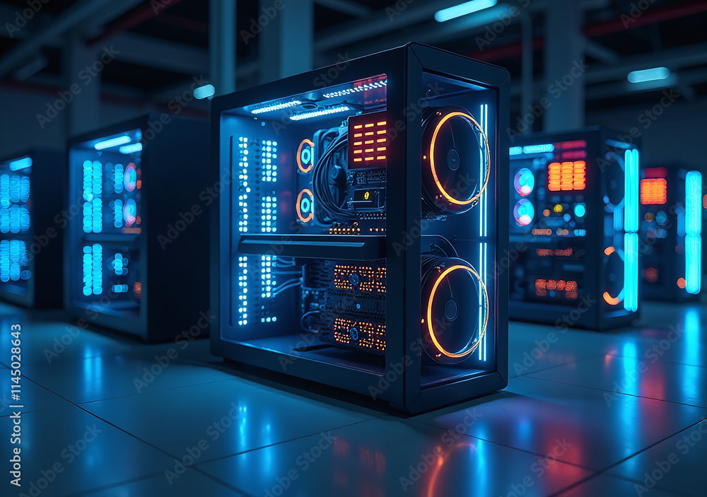 Poster modern quantum computers use sleek designs setups enhanced
