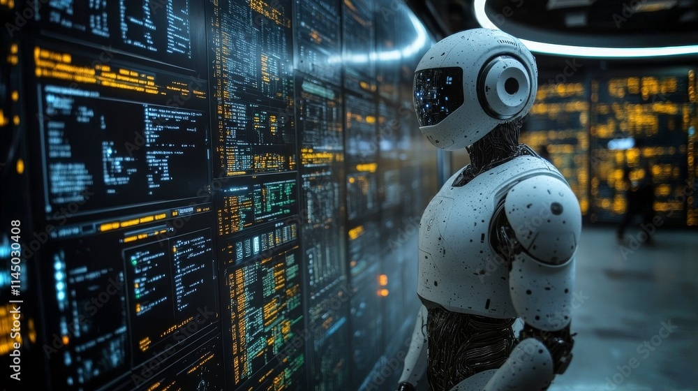 Poster ai technology assisting users in planning projects in a futuristic environment