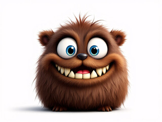 A funny furry brown monster with tongue out