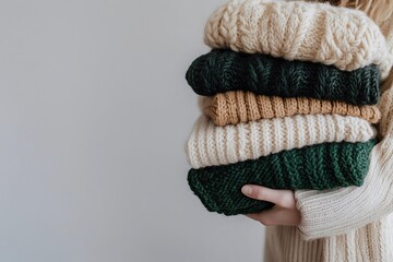 Stacked second hand knitwear promoting zero waste fashion