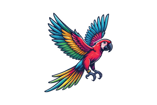 arrot flying color vector illustration with white background