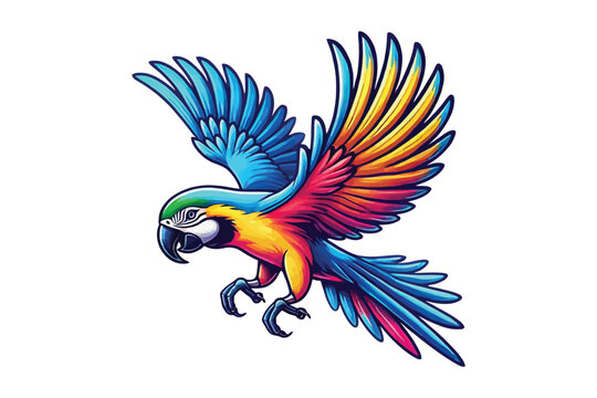 arrot flying color vector illustration with white background