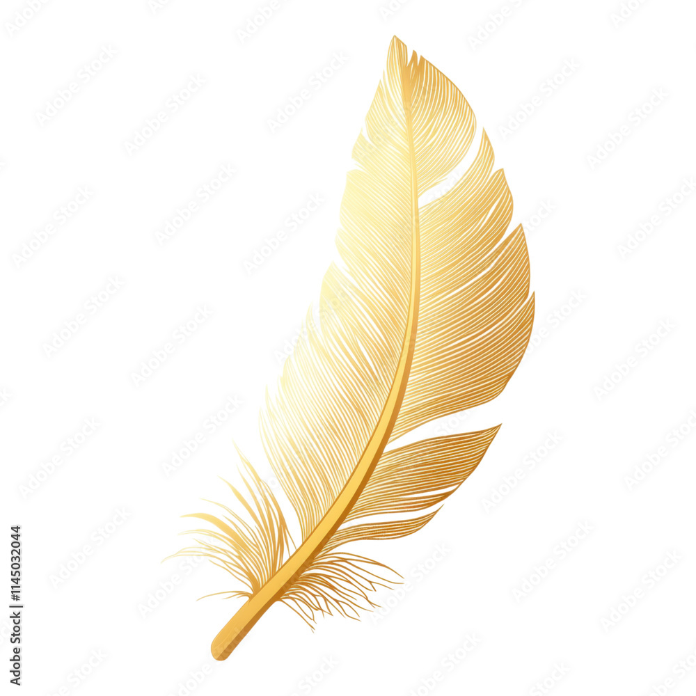 Aufkleber elegant gold feather emblem with a smooth gradient, designed for versatility on a transparent backdr