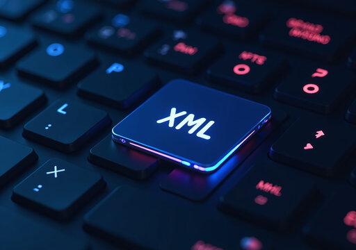 xml software concept appears icon computer keyboard background design elements