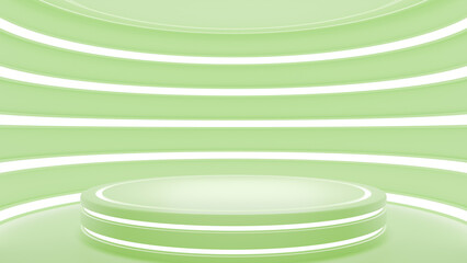 abstract Studio green background with circles for product podium display , mockup background,3D...