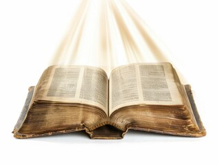 Obraz premium Illuminated open book symbolizing knowledge studio photography isolated