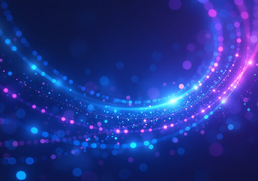 blue purple abstract background features futuristic neon swirls light effect creating visually striking