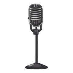 Fototapeta premium Flat microphone icon design, vibrant colors, transparent background, suitable for digital media and audio-related projects