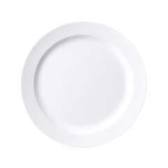Plain white ceramic plate isolated on transparent background