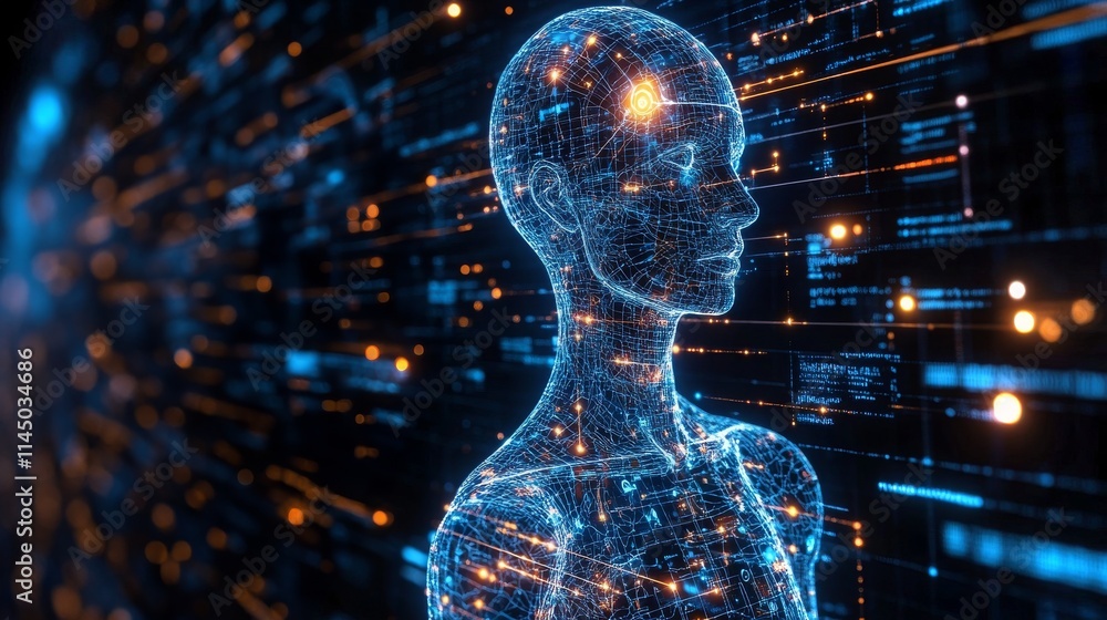 Poster visualizing ai monitoring population health through advanced digital representation and technology