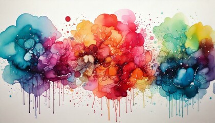 Fototapeta premium Soft watercolor inkblot designs for mental health or mindfulness themes isolated on white with copy space