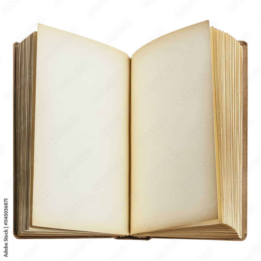 Poster open book mock-up featuring two blank pages, ideal for showcasing designs or text, transparent backg