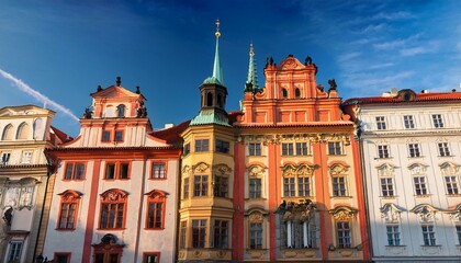 Naklejka premium Architectural Wonders of Prague Glowing in the Sunlight