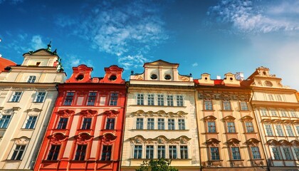 Fototapeta premium Prague’s Skyline in the Sun: The City's Most Beautiful Buildings