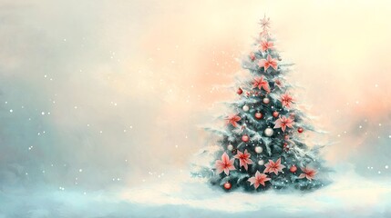 Winter card with abstract drawing of Christmas tree