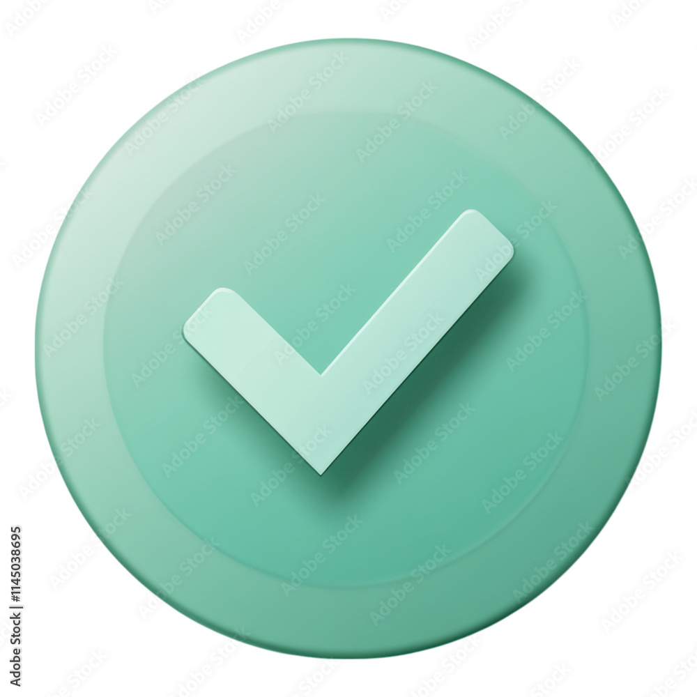 Poster soft green rounded checkmark icon, ideal for user interfaces, digital applications, or visual commun