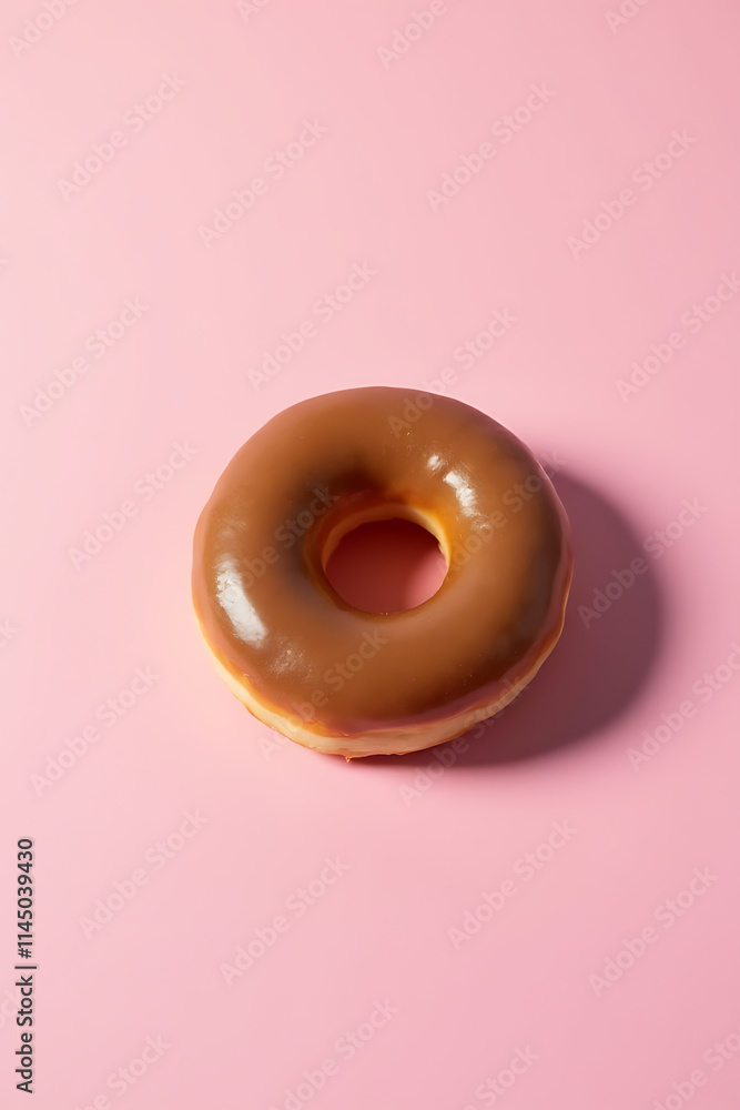 Poster a dirty donut is placed on a soft pastel colored background, which contrasts with eating and healthy
