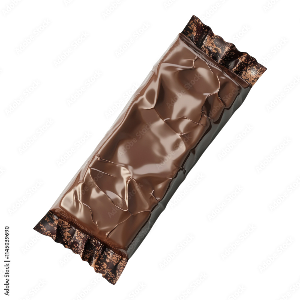 Poster slim candy bar wrapper mock-up featuring crinkled edges, png format with a transparent background fo