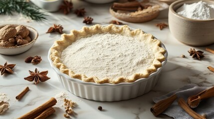 Preparing a Festive Pie with Aromatic Spices