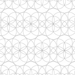 Obraz premium Black and white thin line seamless vector pattern. Geometric floral linear flower tile pattern.
