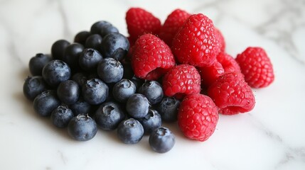 Vibrant Berries: Delightful Display of Blueberries and Raspberries