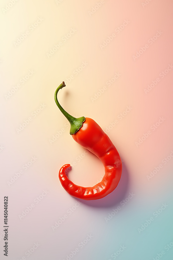 Poster A colorful slice of chilli is placed on a soft pastel colored background creating a visually appealing image._00001_