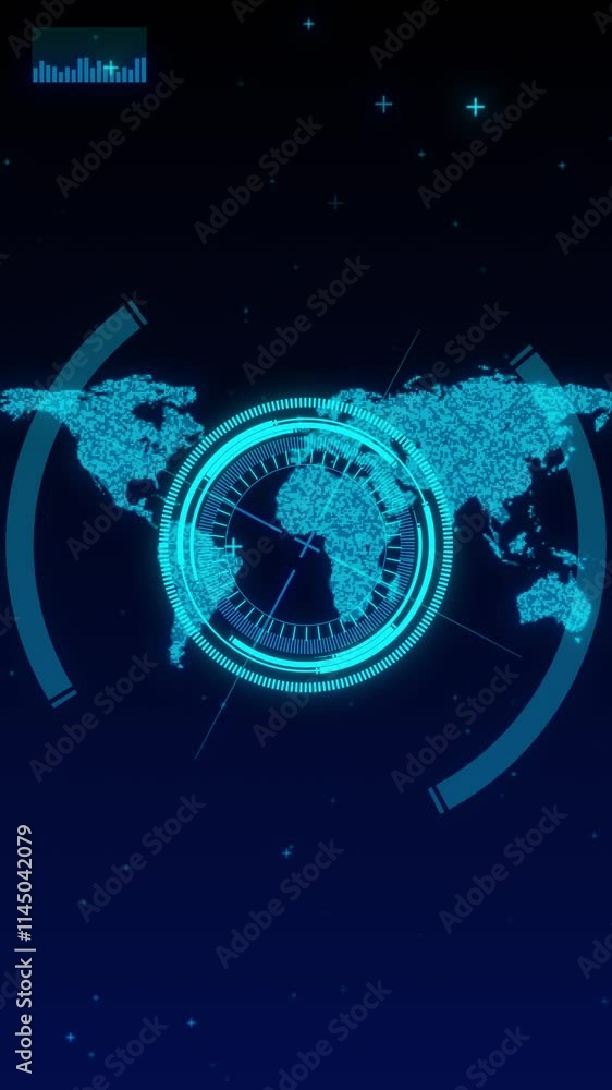 Aufkleber 3d futuristic rotating world globe in particles or small dots. modern technology background for broa