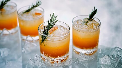 Refreshing summer cocktails with garnish served over ice at a festive gathering