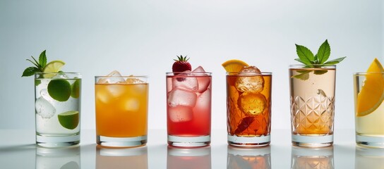 A vector illustration showcasing various cocktail designs