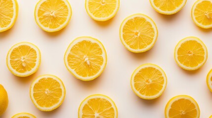 Fototapeta premium Vibrant Lemon Slices Pattern - Fresh and Healthy Food Arrangement