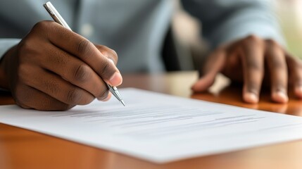 Close-up of a Person Signing a Formal Document