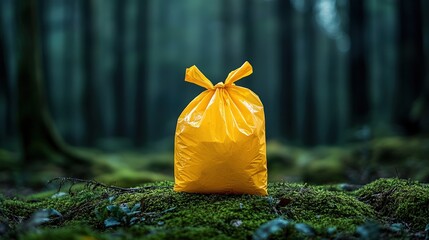 Plastic waste in a forest highlights the need for eco-friendly practices and recycling efforts