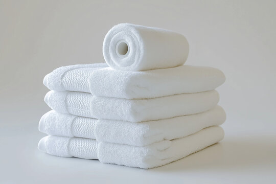 Stapel wei&szlig;e Handt&uuml;cher mit Rolle

