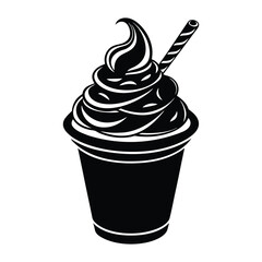 frozen yogurt silhouette vector on white background