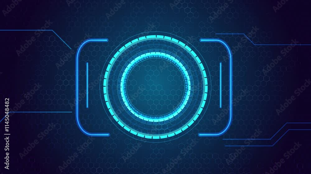 Poster futuristic round hud hologram dashboard interface target circle digital technology background. showc