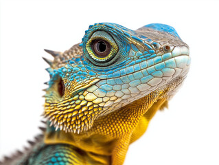 Fototapeta premium Buntfarbiger Wasseragame Porträt vor weißem Hintergrund 