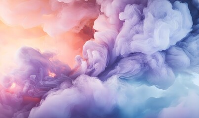 Fototapeta premium Colorful smoke swirls abstractly in a dreamy, cloudy pattern.
