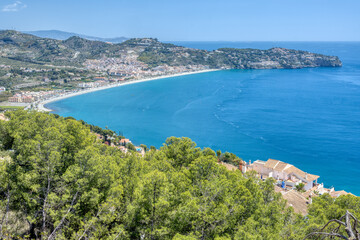 Obraz premium Panoramic View of Almuñecar and La Herradura Beach, Granada, Andalusia, Spain