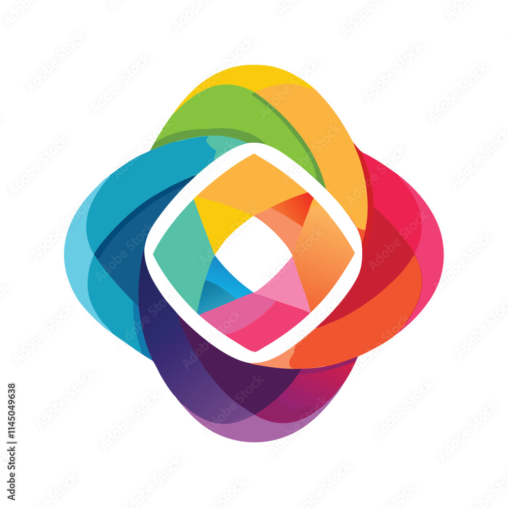 Poster colorful abstract vector design featuring interlocking shapes in vibrant shades suitable for modern 