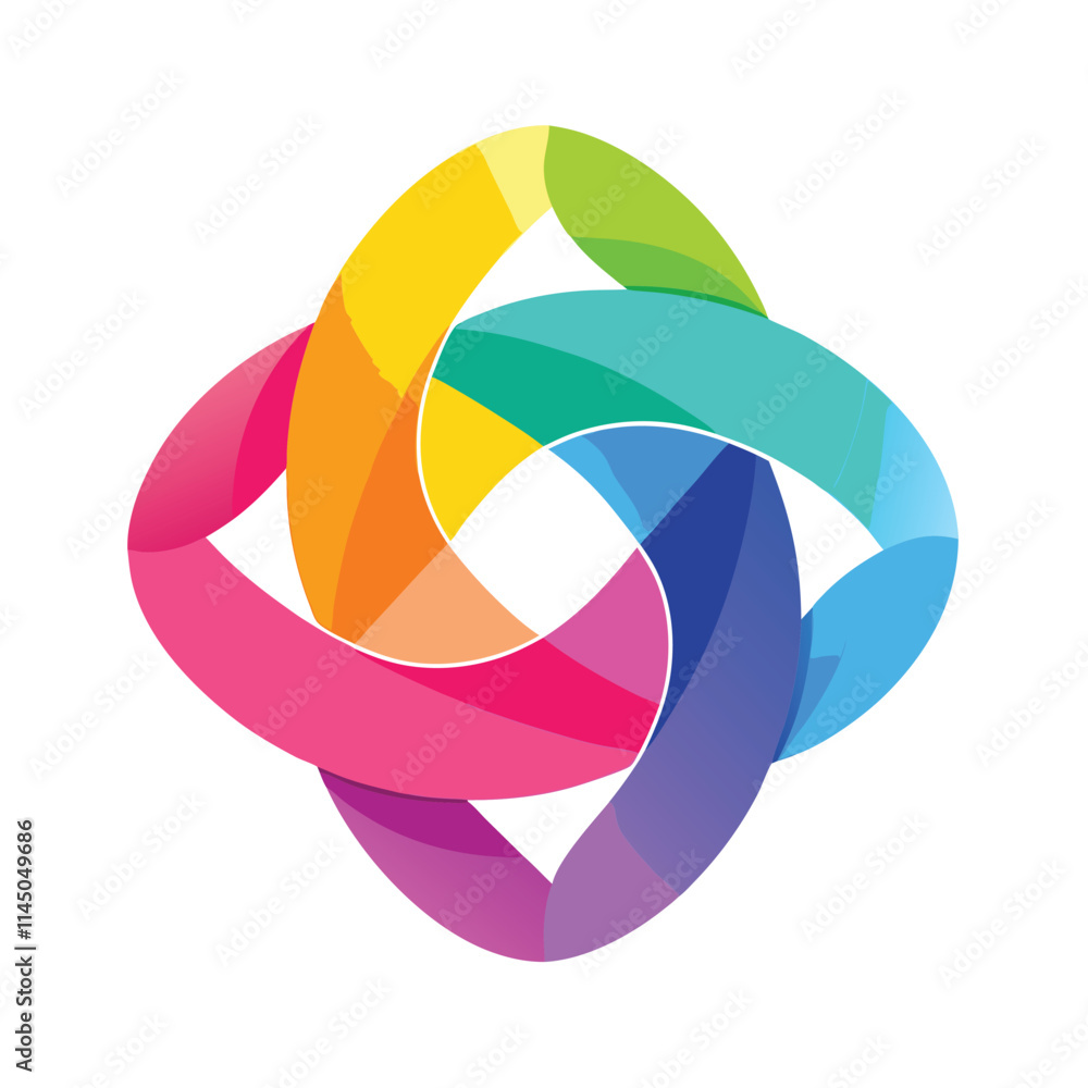 Poster colorful abstract vector design featuring interlocking shapes in vibrant shades suitable for modern 