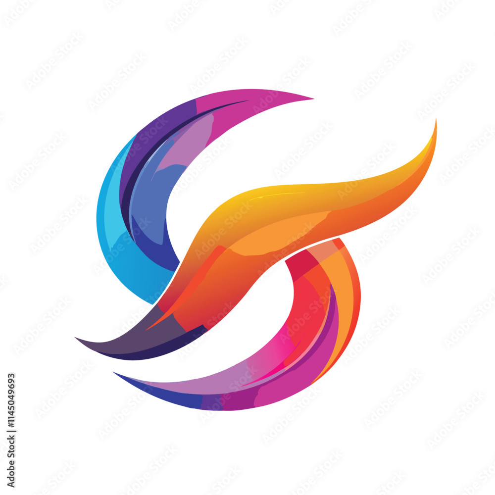 Poster colorful vector design featuring a stylized bird and flowing waves primarily in vibrant hues represe