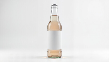 Fototapeta premium Blank label glass bottle on a clean white background for product mockup