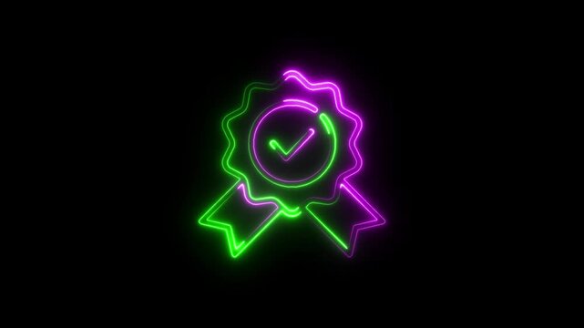 Best Seller Icon in Video HD Neon Animation &ndash; Top Product and Popularity Symbol with Dynamic Glow on Black Background