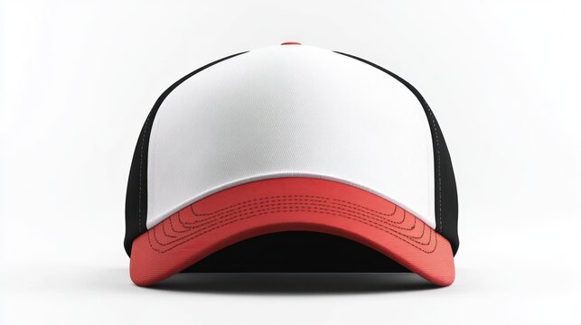 Cap with a white front and red brim.