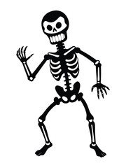 full skeleton in playful or eerie poses illustration