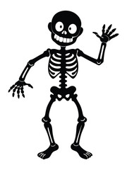 full skeleton in playful or eerie poses illustration