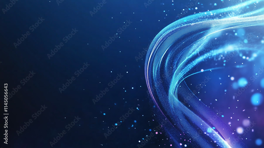 Poster dynamic blue swirling light patterns create a mesmerizing visual effect at a nighttime event in a da