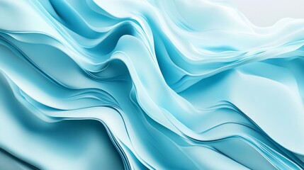 Obraz premium Flowing waves of soft blue fabric create a serene and tranquil visual atmosphere.