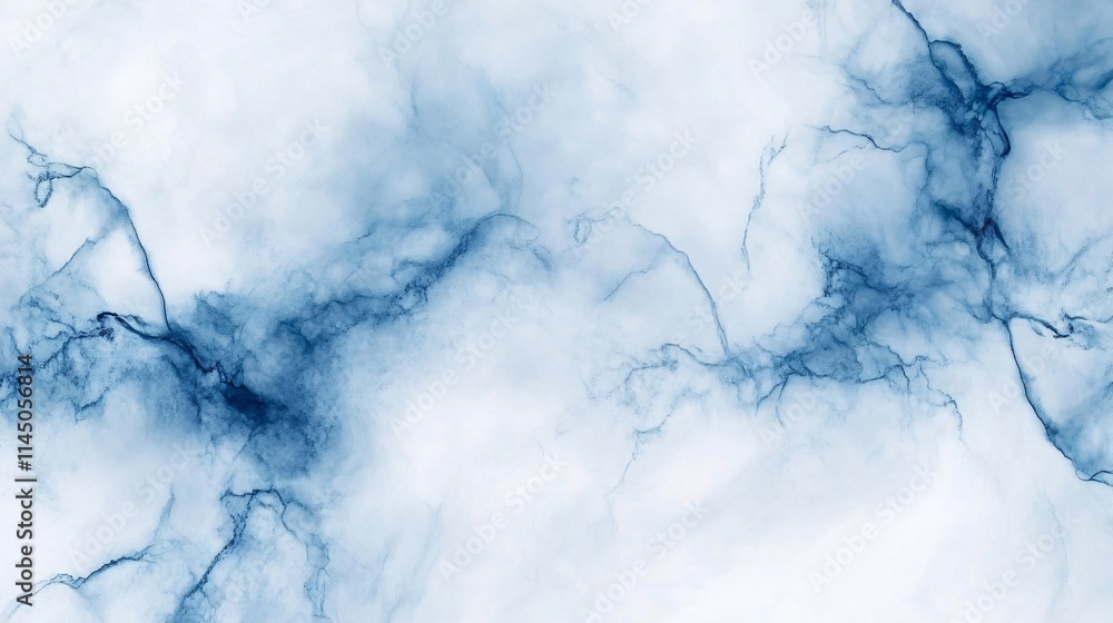Poster abstract blue and white marble texture with intricate flowing patterns.